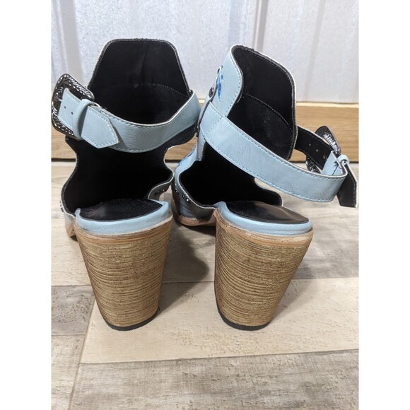 Sandal Floral Embroidered Boot Style Sz 10 Strap Faux Leather #coastalcowgirl - Picture 7 of 10